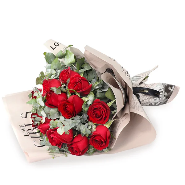 Buquê de Rosas Vermelhas - Amor no Jornal